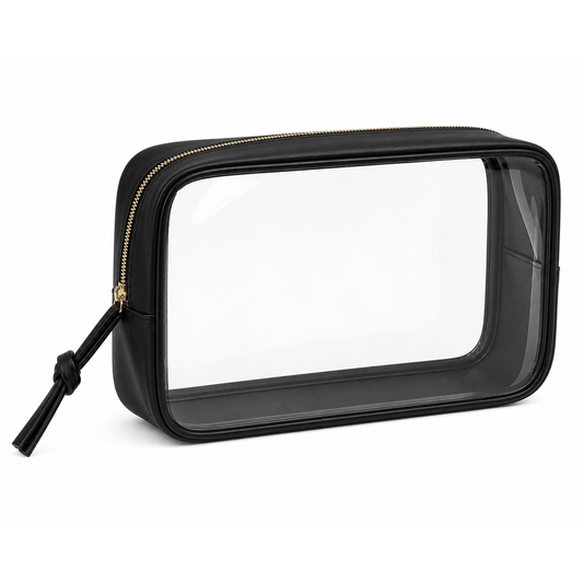 Glowria Transparent Black Beauty Bag
