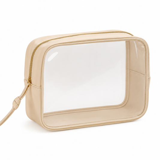Glowria Transparent Beige Beauty Bag