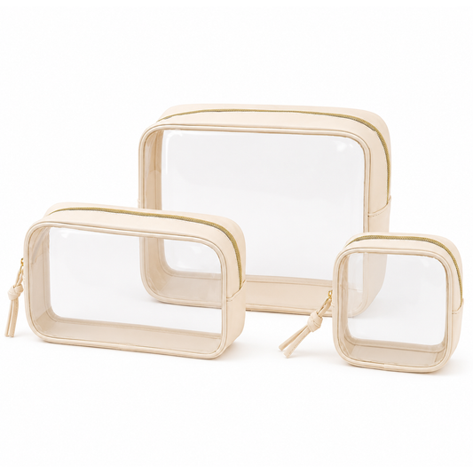 Glowria Transparent Beige Beauty Bag