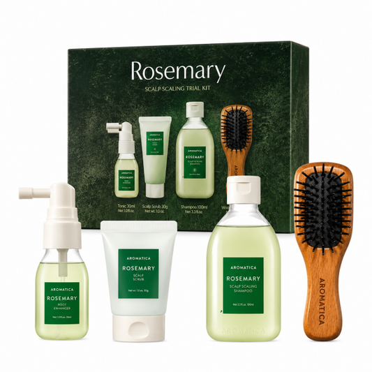 Aromatica Rosemary Scalp Scaling Trial Kit (4 items + träborste)