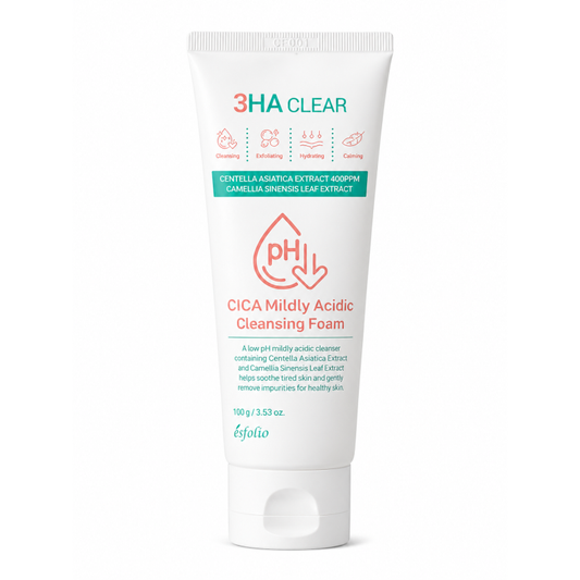 Esfolio 3HA Clear Cica Mildly Acidic Cleansing Foam, 100g